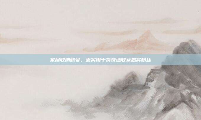 家居收纳账号，靠实用干货快速收获忠实粉丝