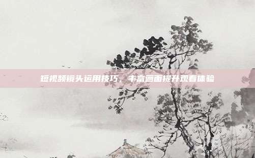 短视频镜头运用技巧，丰富画面提升观看体验