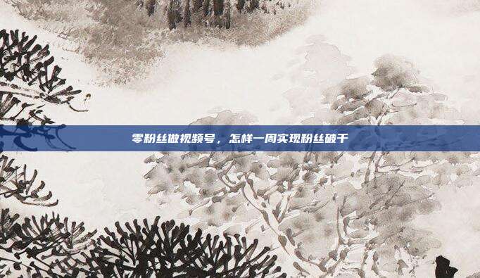 零粉丝做视频号,怎样一周实现粉丝破千