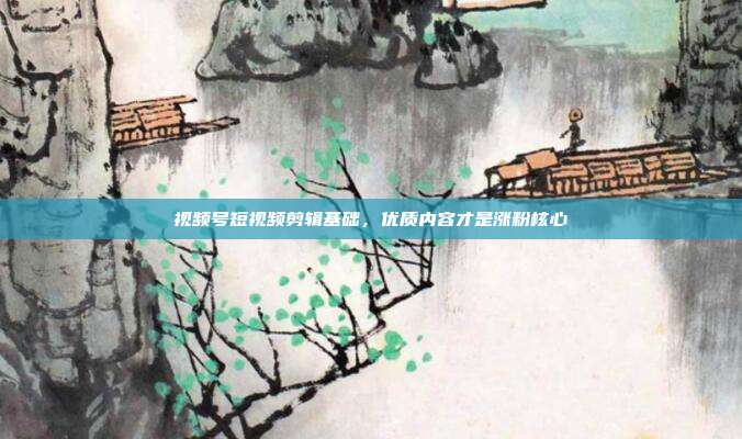 视频号短视频剪辑基础,优质内容才是涨粉核心