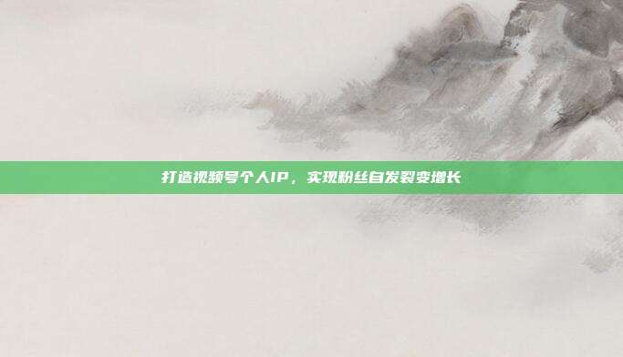 打造视频号个人IP，实现粉丝自发裂变增长