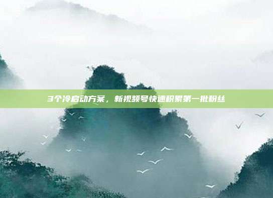 3个冷启动方案，新视频号快速积累第一批粉丝