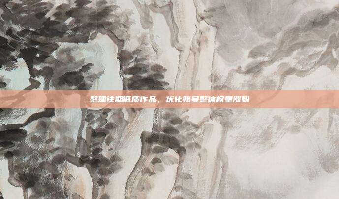 整理往期低质作品,优化账号整体权重涨粉