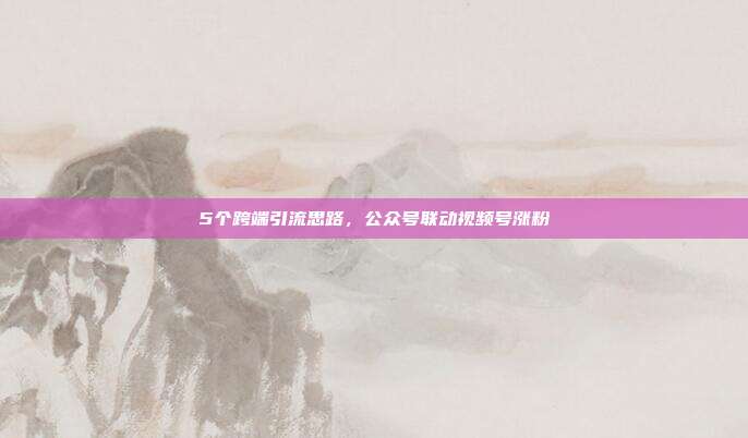 5个跨端引流思路,公众号联动视频号涨粉