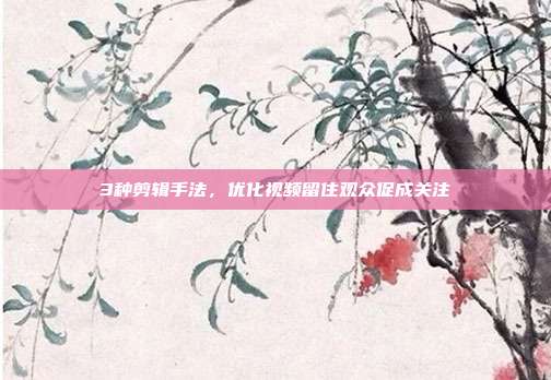3种剪辑手法,优化视频留住观众促成关注