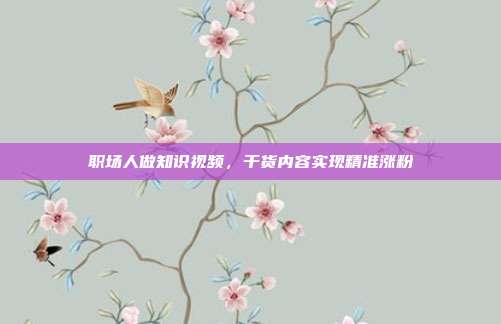 职场人做知识视频,干货内容实现精准涨粉