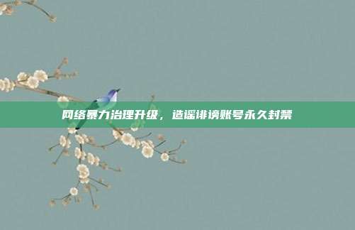 网络暴力治理升级,造谣诽谤账号永久封禁