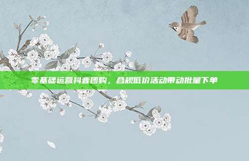 零基础运营抖音团购,合规低价活动带动批量下单