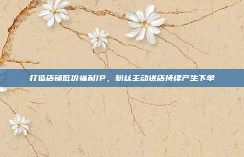 打造店铺低价福利IP，粉丝主动进店持续产生下单