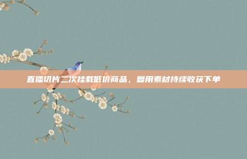 直播切片二次挂载低价商品,复用素材持续收获下单