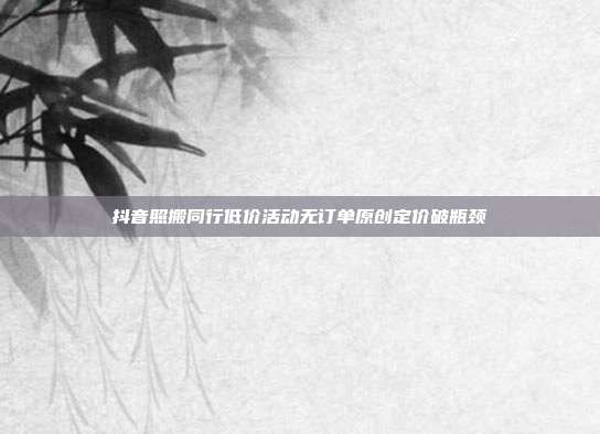 抖音照搬同行低价活动无订单原创定价破瓶颈