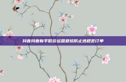抖音抖音新手低价运营避坑防止违规丢订单