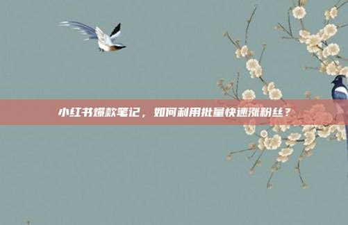 小红书爆款笔记,如何利用批量快速涨粉丝?