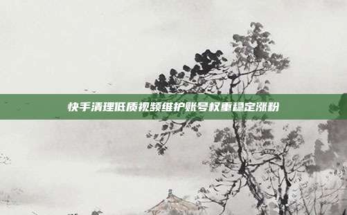 快手清理低质视频维护账号权重稳定涨粉