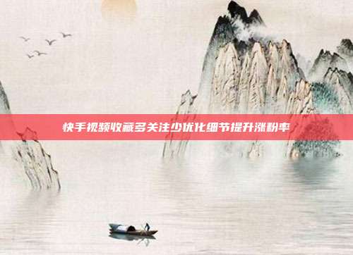 快手视频收藏多关注少优化细节提升涨粉率