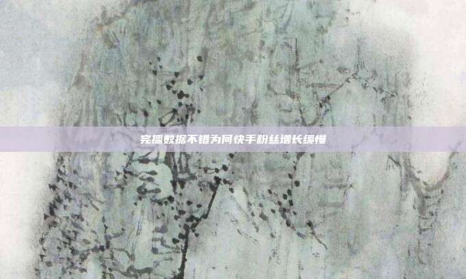 完播数据不错为何快手粉丝增长缓慢