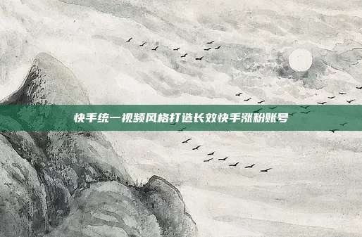 快手统一视频风格打造长效快手涨粉账号