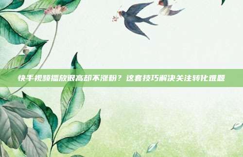 快手视频播放很高却不涨粉?这套技巧解决关注转化难题