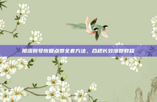 限流账号恢复点赞全套方法，合规长效涨赞教程