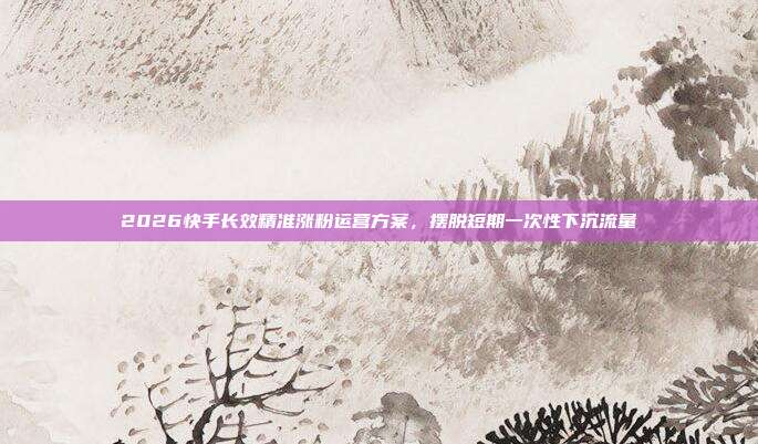 2026快手长效精准涨粉运营方案,摆脱短期一次性下沉流量