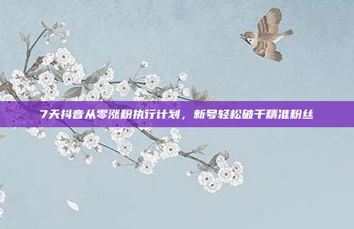 7天抖音从零涨粉执行计划,新号轻松破千精准粉丝