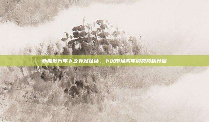 新能源汽车下乡补贴延续，下沉市场购车消费持续升温