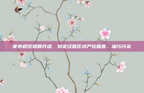 夜市规范提质升级，划定经营区域严控噪音、油污污染