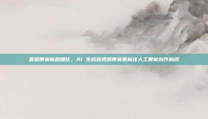 直播带货新规细化，AI 生成短视频带货需标注人工智能创作标识