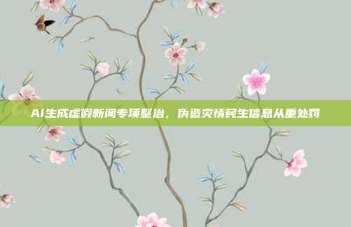 AI生成虚假新闻专项整治，伪造灾情民生信息从重处罚