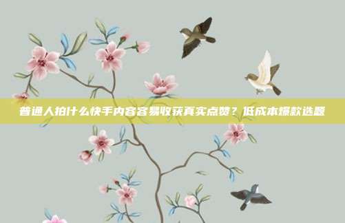 普通人拍什么快手内容容易收获真实点赞?低成本爆款选题