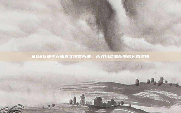 2026快手万粉真实爆款拆解,长效自然涨粉底层运营逻辑