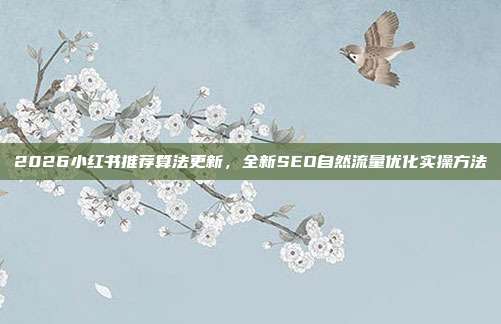 2026小红书推荐算法更新,全新SEO自然流量优化实操方法