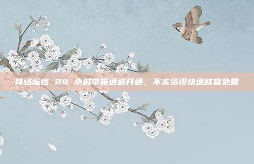 网络谣言 24 小时举报通道开通，不实资讯快速核查处置