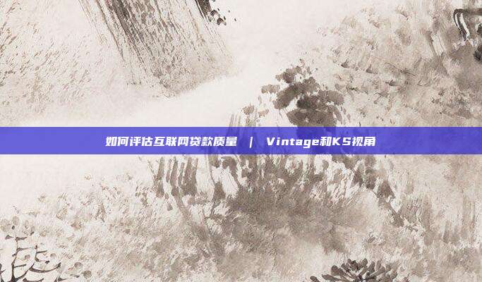 如何评估互联网贷款质量 ｜ Vintage和KS视角