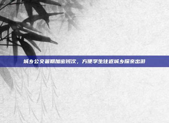 城乡公交暑期加密班次，方便学生往返城乡探亲出游