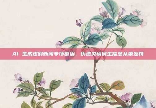 AI 生成虚假新闻专项整治，伪造灾情民生信息从重处罚