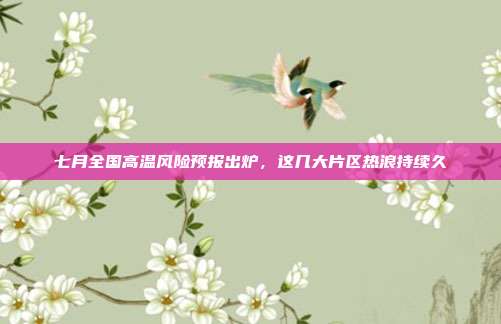 七月全国高温风险预报出炉，这几大片区热浪持续久