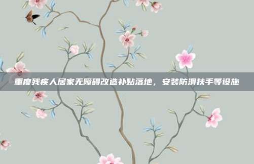 重度残疾人居家无障碍改造补贴落地,安装防滑扶手等设施