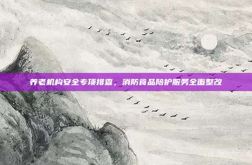 养老机构安全专项排查，消防食品陪护服务全面整改