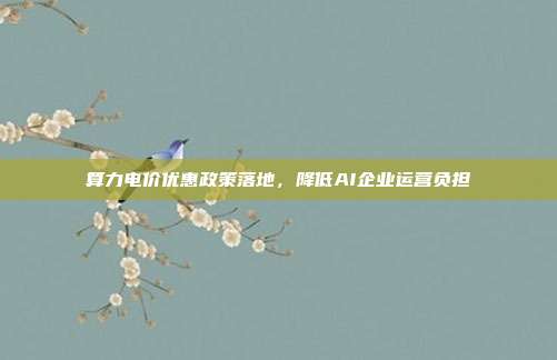 算力电价优惠政策落地,降低AI企业运营负担