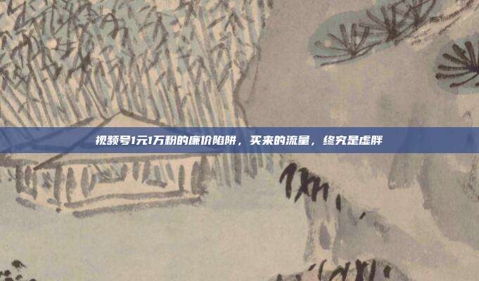 视频号1元1万粉的廉价陷阱,买来的流量,终究是虚胖
