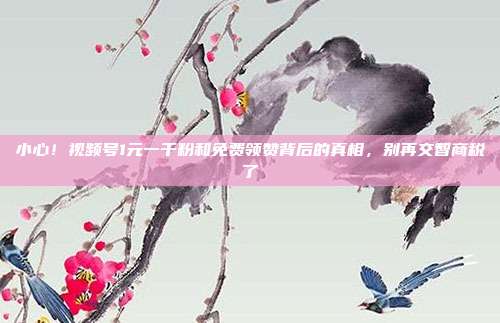 小心!视频号1元一千粉和免费领赞背后的真相,别再交智商税了