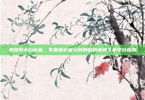 视频号小白必看,零基础也能玩转的自助业务下单平台指南