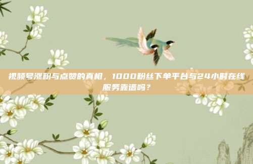 视频号涨粉与点赞的真相,1000粉丝下单平台与24小时在线服务靠谱吗?