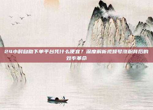 24小时自助下单平台凭什么便宜?深度解析视频号涨粉背后的效率革命