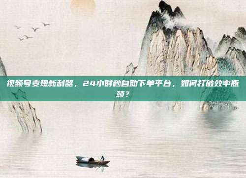 视频号变现新利器,24小时秒自助下单平台,如何打破效率瓶颈?