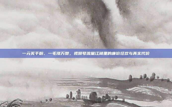 一元买千粉、一毛涨万赞,视频号流量江湖里的廉价狂欢与真实代价
