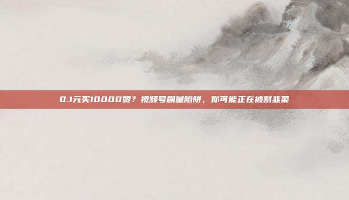 0.1元买10000赞?视频号刷量陷阱,你可能正在被割韭菜