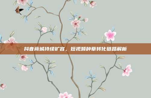 抖音商城持续扩容,短视频种草转化链路解析