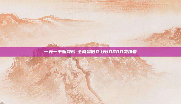一元一千粉网站-全网最低0.1元10000赞抖音